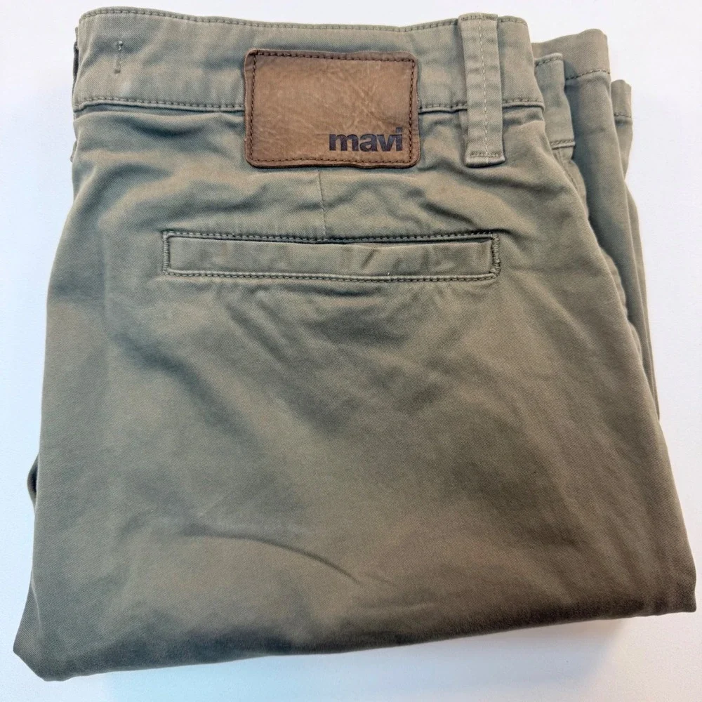 Mavi Jacob Shorts Mens 32 Olive Green Chino Stretch Casual Flat Front 11in